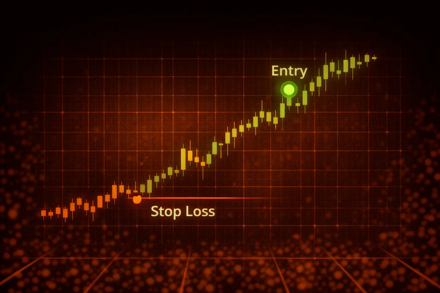 Chart showing stop loss order placement below entry price on a long trade