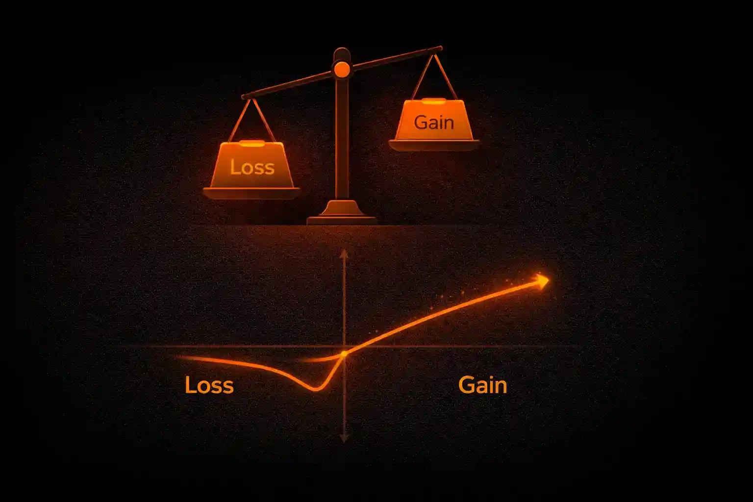 Diagram showing loss aversion_ losses feel stronger than equivalent gains - MonkeyTrade Diagram showing loss aversion_ losses feel stronger than equivalent gains