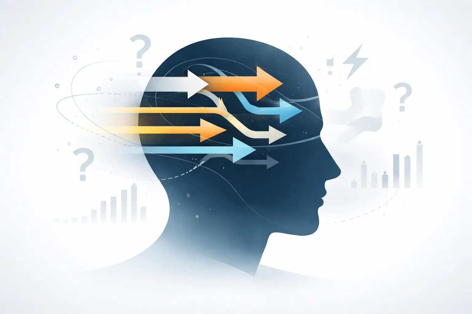 Illustration of cognitive bias affecting trader decision-making process - MonkeyTrade Illustration of cognitive bias affecting trader decision-making process