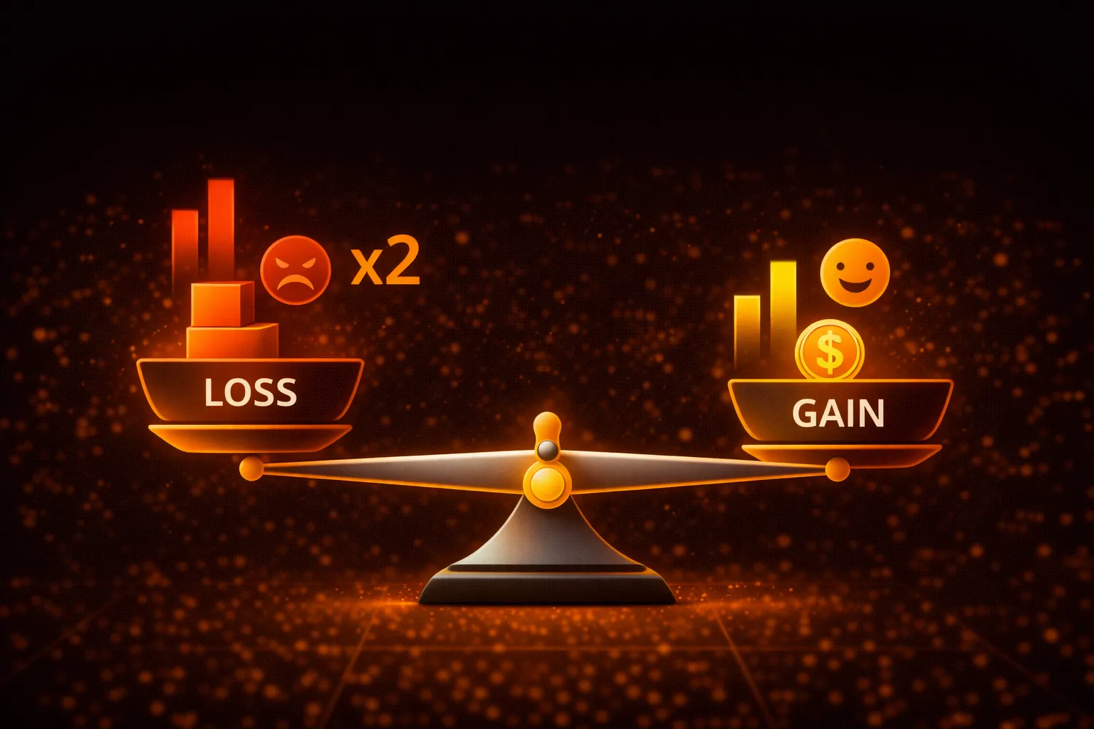 Visual explaining loss aversion where losses feel twice as painful as gains - MonkeyTrade Visual explaining loss aversion where losses feel twice as painful as gains