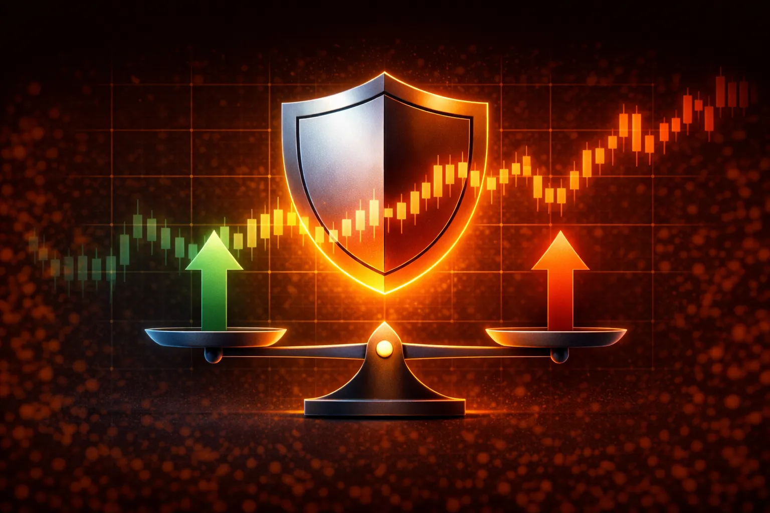 Visual representation of hedging concept showing balance between risk and protection in trading