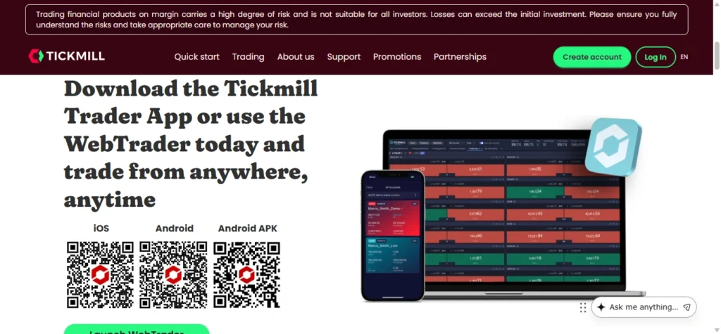 Tickmill Trader platform showing EUR_USD chart with trading panel - MonkeyTrade Tickmill Trader platform showing EUR_USD chart with trading panel