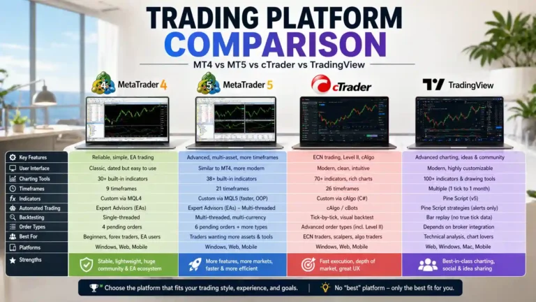 Trading Platform Comparison: MT4 vs MT5 vs cTrader vs TradingView
